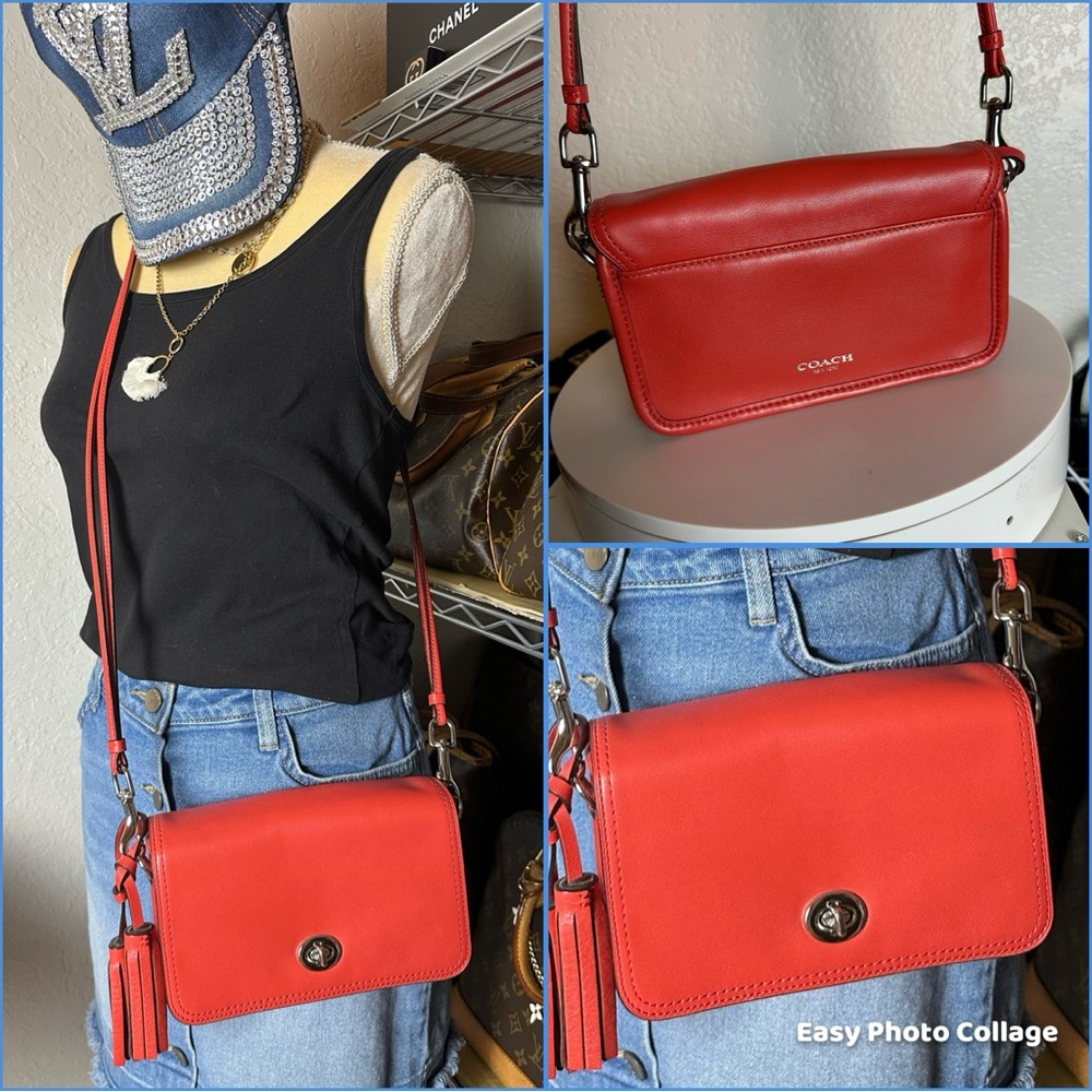Excellent condition Coach Red Genuine Leather Crossbody Bag